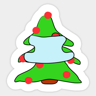 Quarantined Christmas tree wearing a Mask. Comic concept. Symbolism. Covid 19. Pandemic. New Year's and Christmas. Celebration. Winter. Joy. Happiness. Sticker